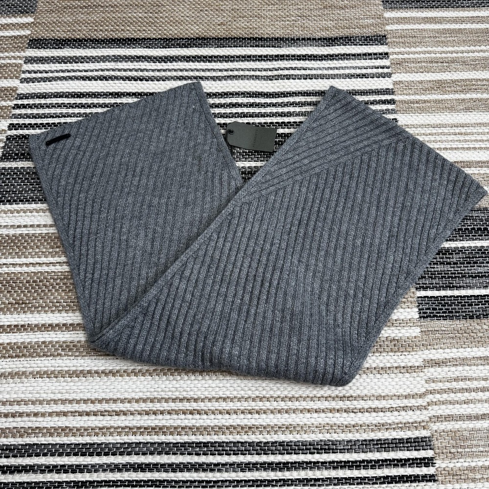 AllSaints Scarf Mens One Size Grey Marl Traveling Rib Wool Blend AS100522C-020